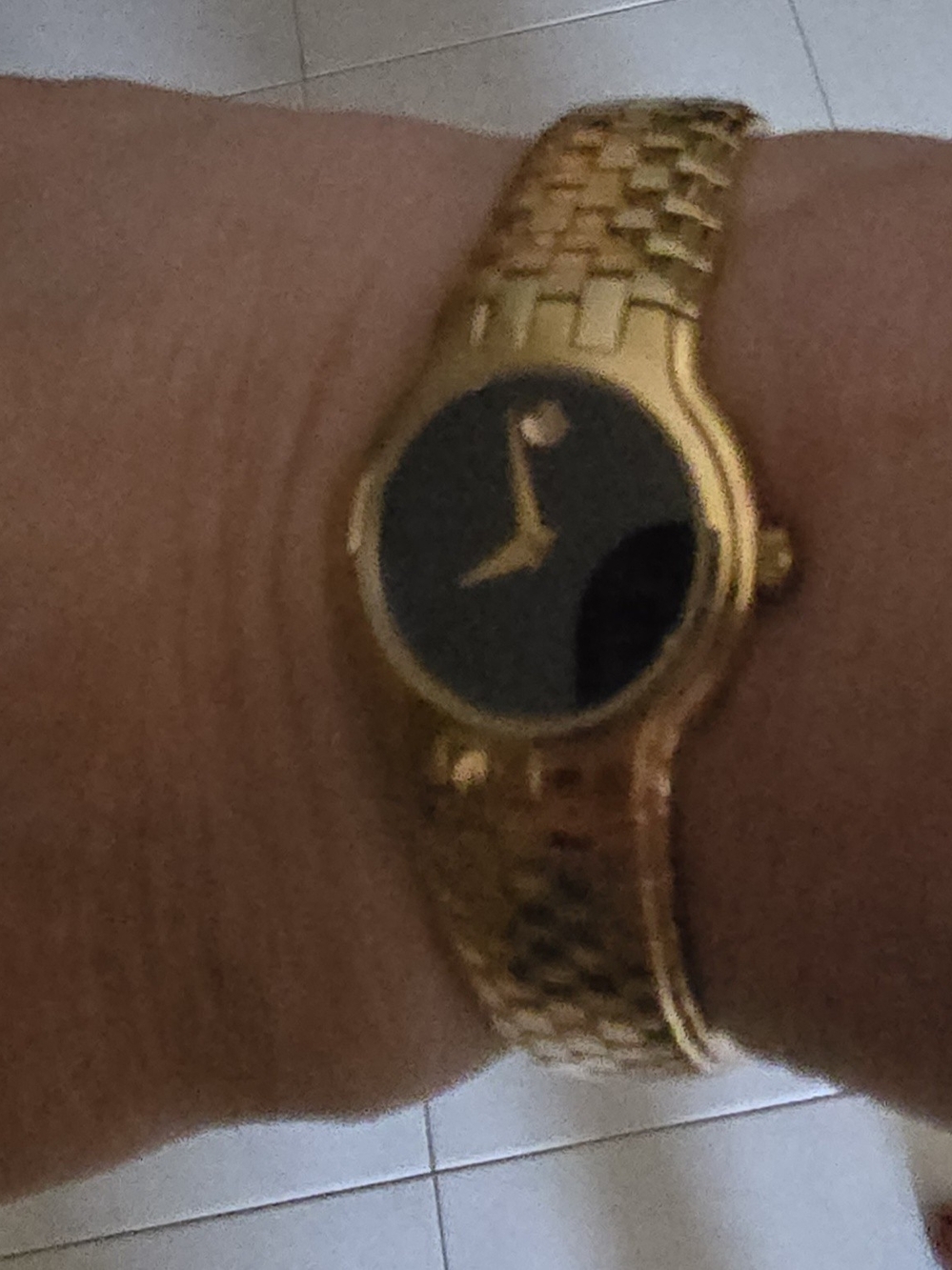 Movado Gold Tone Musuem Collection Bracelet Watch with Black Dial